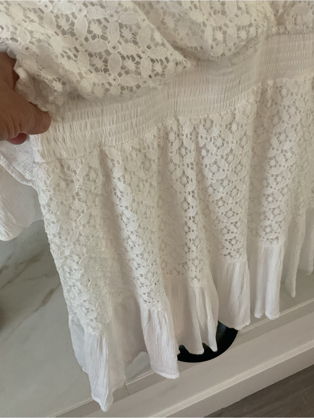 Japna Boho White Lace V-Neck Ruffle Romper . - Picture 3 of 9